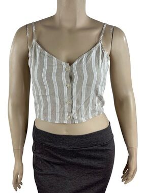 Weekend Los Angeles Linen Blend Striped Crop Cami Neutral Size XL Summer